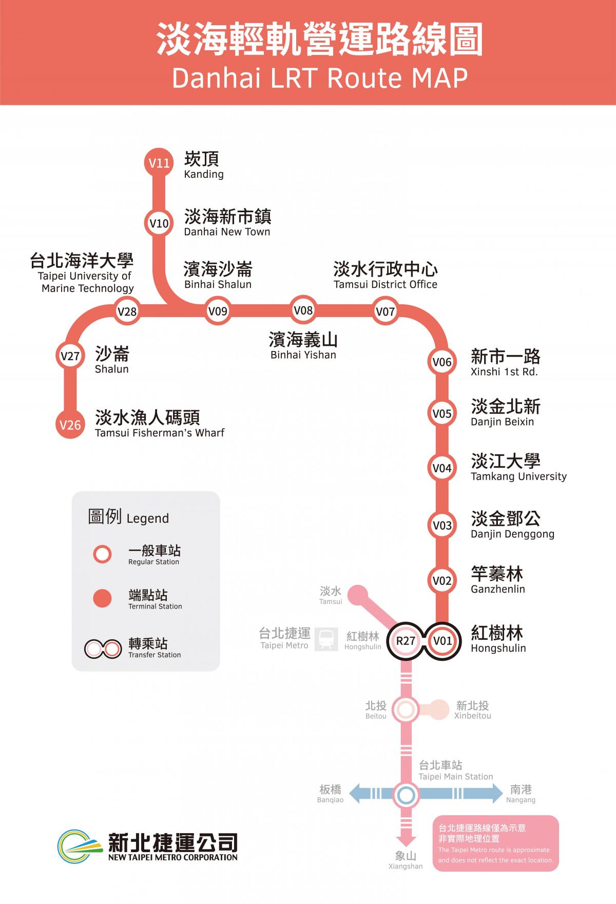 Taipei tram stations map